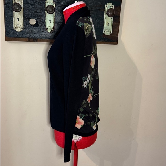 Ted Baker Secret Trellis Floral Back Open Front Black Cardigan Size 1 - Picture 10 of 15